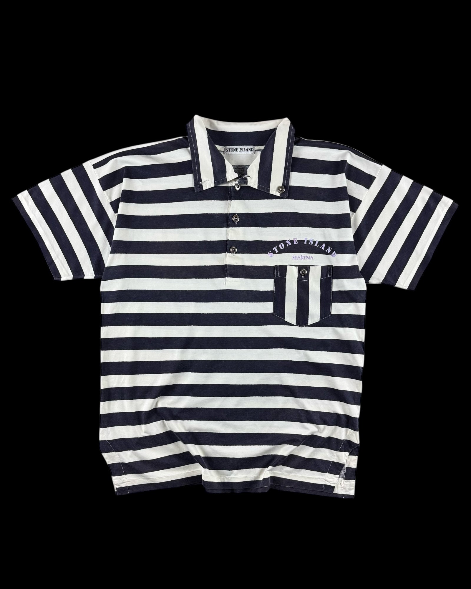 Stone Island 1980’s Reflective Marina Logo Striped [L]